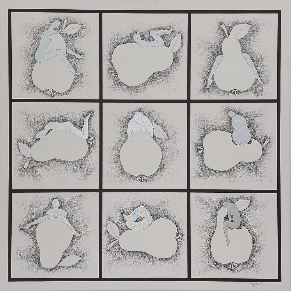 Birnenernte silber • 90x90 • Giclée Print mit Silberacryl <br> <br> Gefällt Ihnen, was Sie sehen? <br> Ein Kauf ist nach Kontaktaufnahme per Mail mit mir möglich !