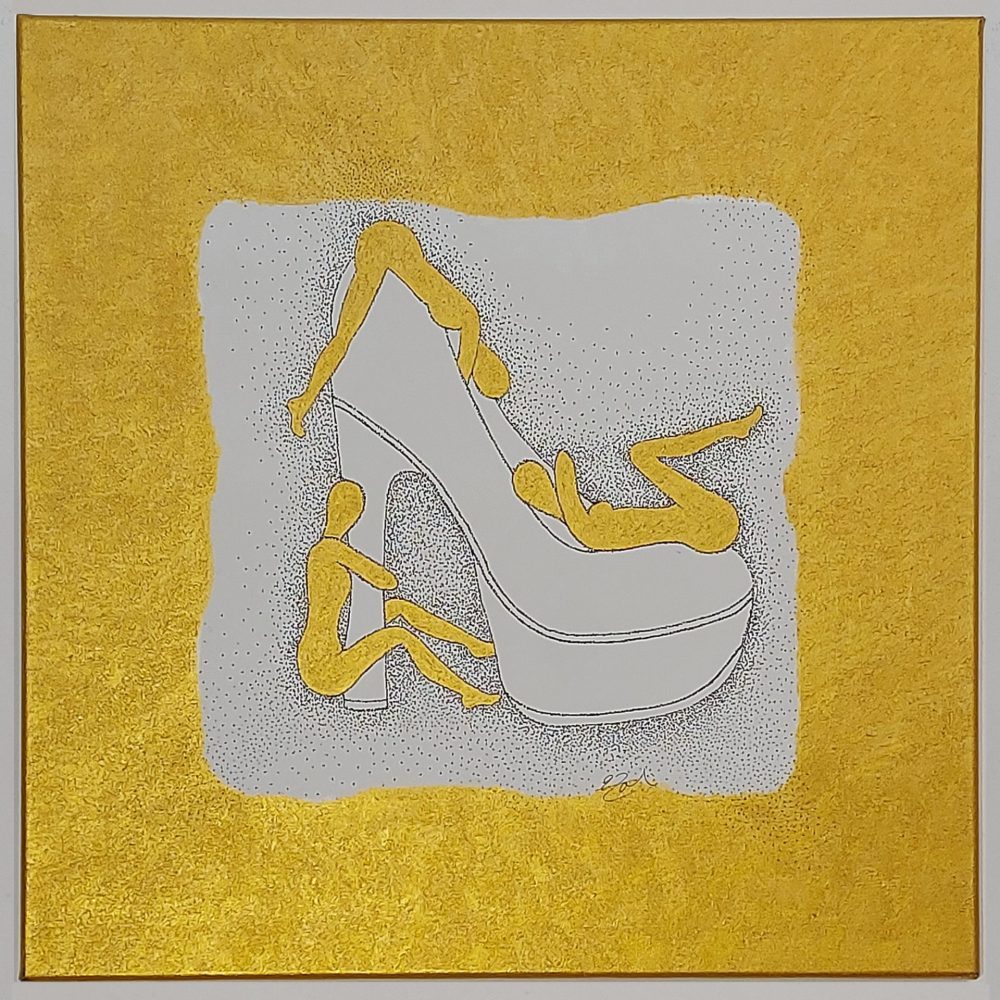 Schuh 1 gold • 60x60 • Giclée Print mit Goldacryl <br> <br> Gefällt Ihnen, was Sie sehen? <br> Ein Kauf ist nach Kontaktaufnahme per Mail mit mir möglich !