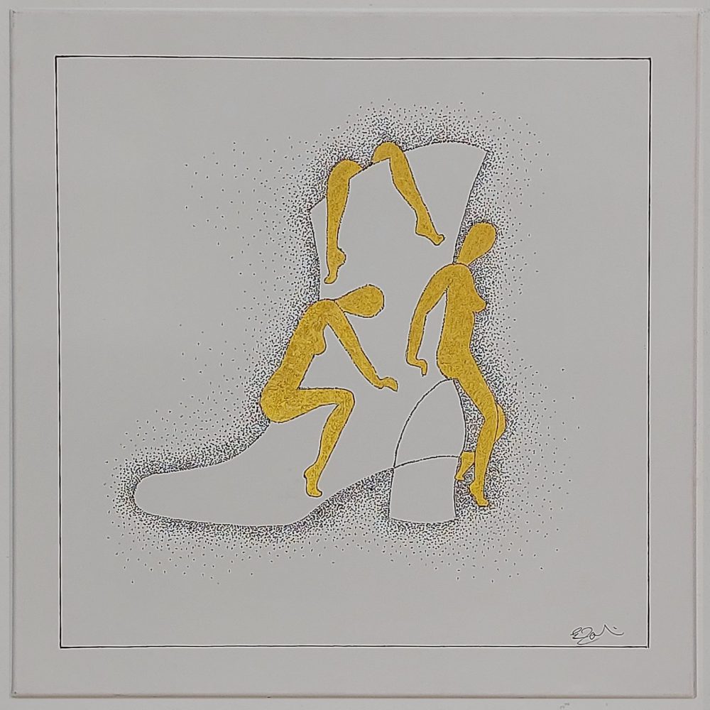 Schuh 3 gold • 60x60 • Giclée Print mit Goldacryl <br> <br> Gefällt Ihnen, was Sie sehen? <br> Ein Kauf ist nach Kontaktaufnahme per Mail mit mir möglich !